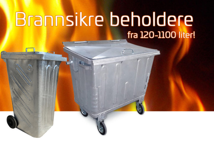 Brannsikre varmegalvaniserte avfallsbeholdere