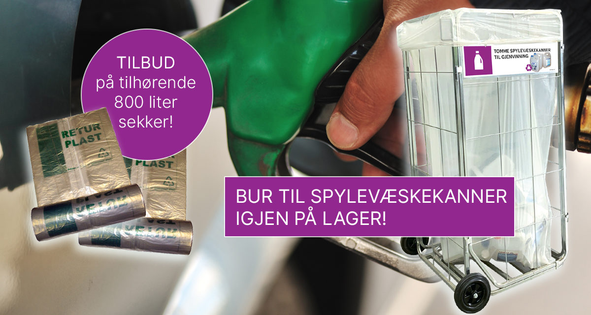 Bur for innsamling av spylervæskekanner igjen på lager